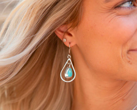 Hanging Turquoise Teardrop Earrings