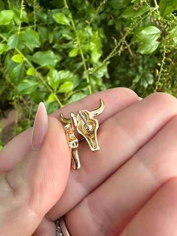 “The Golden Collection” Handmade 14k Gold Plated Bull Head Stud Earring