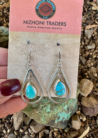 Hanging Turquoise Teardrop Earrings