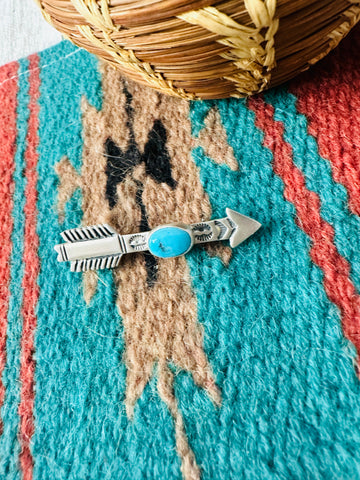 Navajo Turquoise & Sterling Silver Arrow Brooch/ Pendant