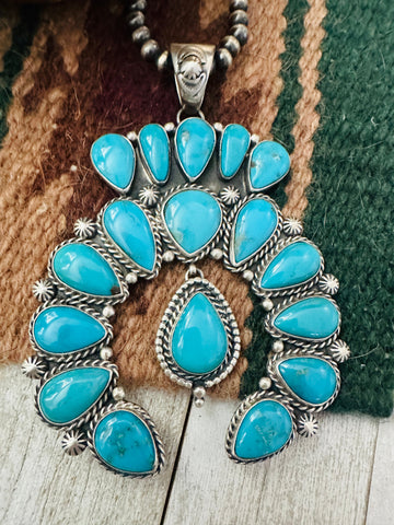 Navajo Sterling Silver & Turquoise Naja Pendant