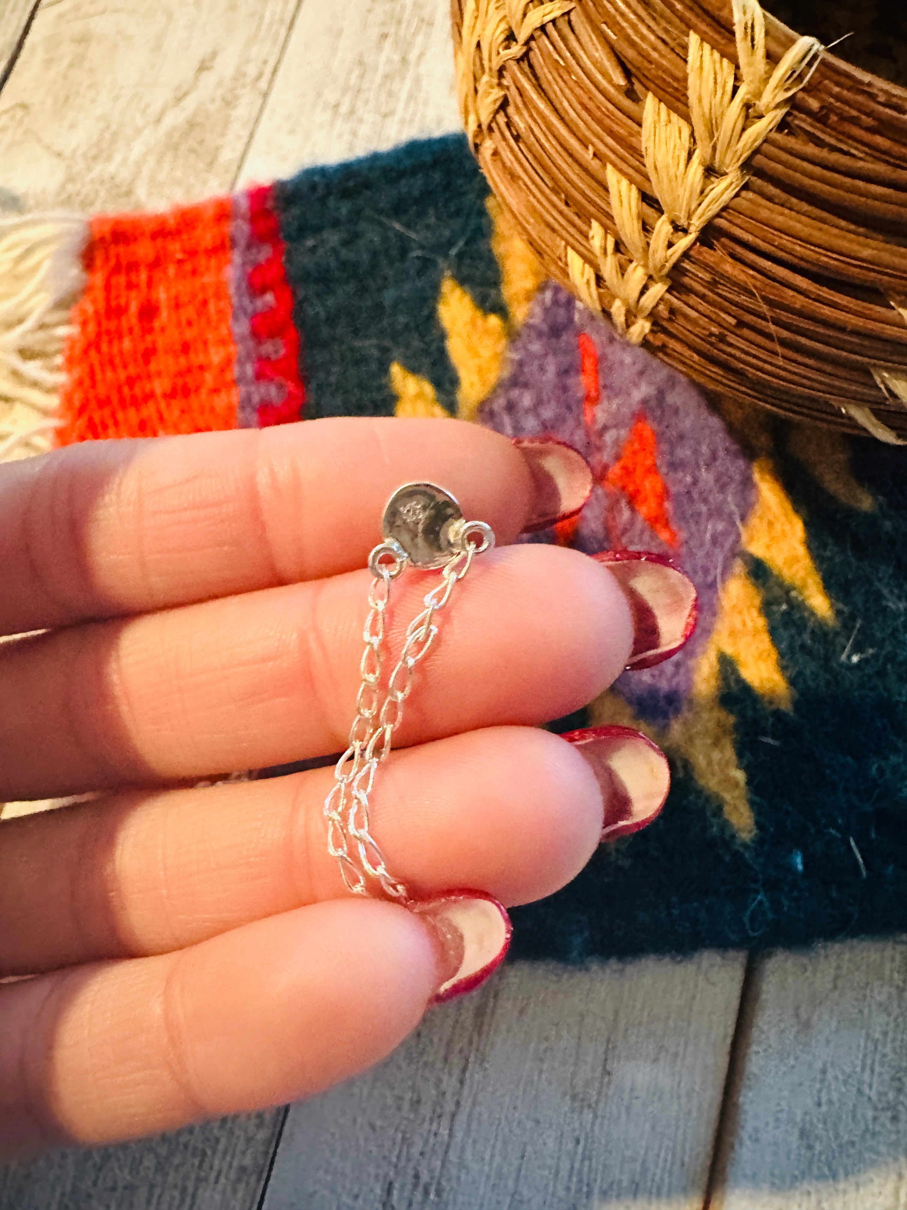 Navajo Turquoise And Sterling Silver Dot Necklace