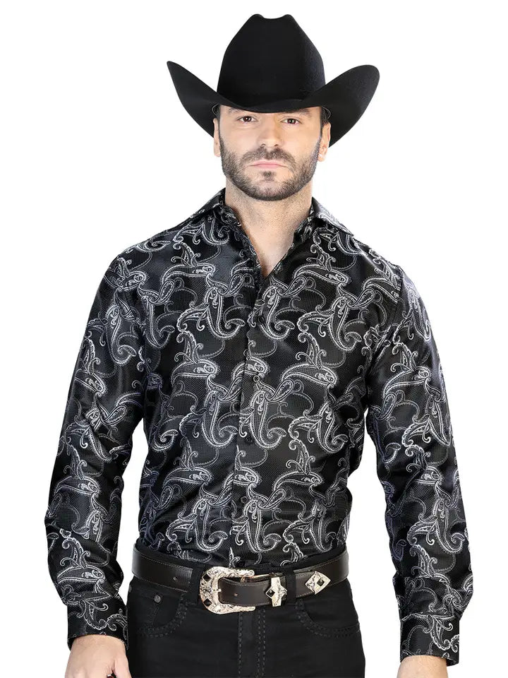 Casual Shirt L/ Sleeve El Señor de los Cielos 2108016 100% Microfiber (Polyester) Black