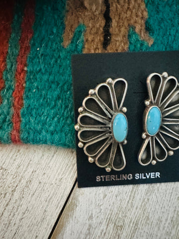 Navajo Sterling Silver & Turquoise Post Earrings by Geraldine James