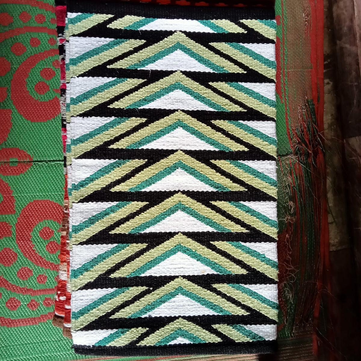 Lime Green and Black Chevron Aztec Saddle Pad