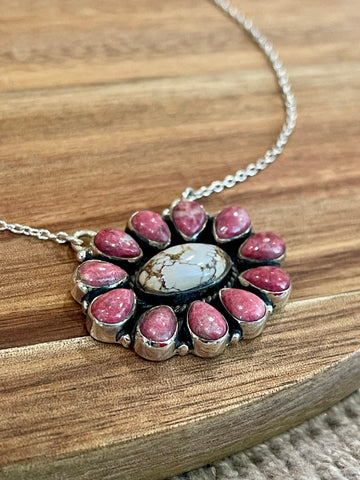 Handmade Sterling Silver & Multi Stone Necklace Signed Nizhoni