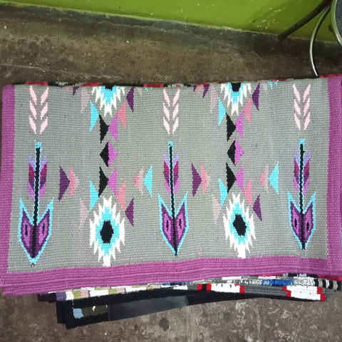 Grey and Pink Aztec Saddle Pad