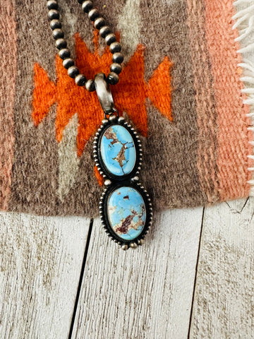 Navajo Golden Hills Turquoise & Sterling Silver Pendant