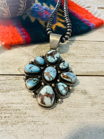 Navajo Golden Hills Turquoise & Sterling Silver Pendant