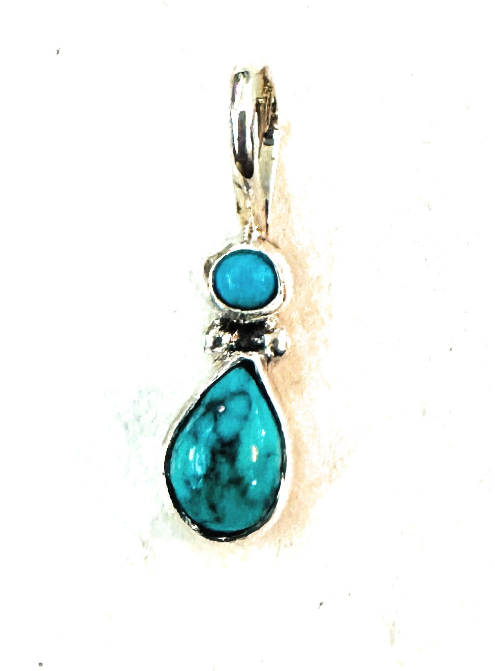 Navajo Turquoise & Sterling Silver Two-Stone Pendant