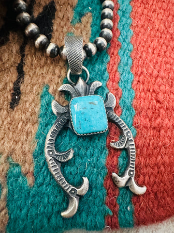 Navajo Turquoise & Sterling Silver Naja Pendant