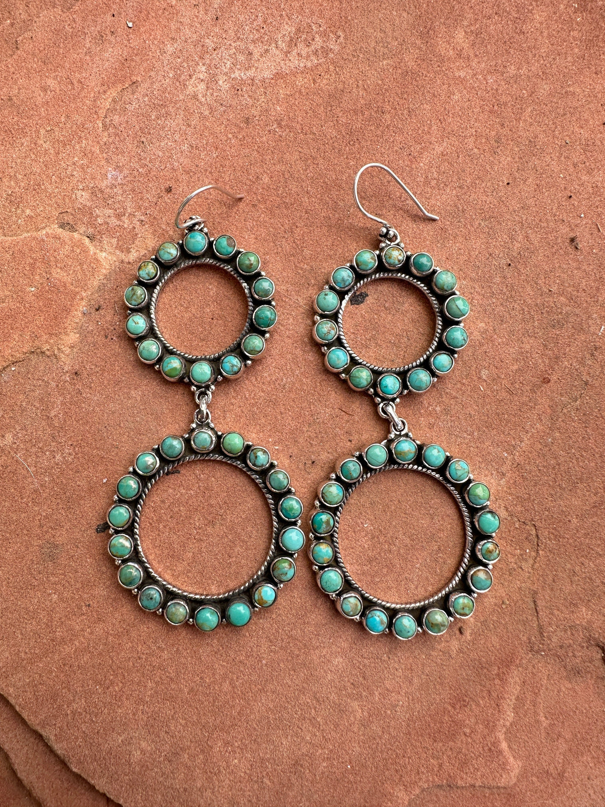 Handmade Turquoise and Sterling Silver Statement Dangles