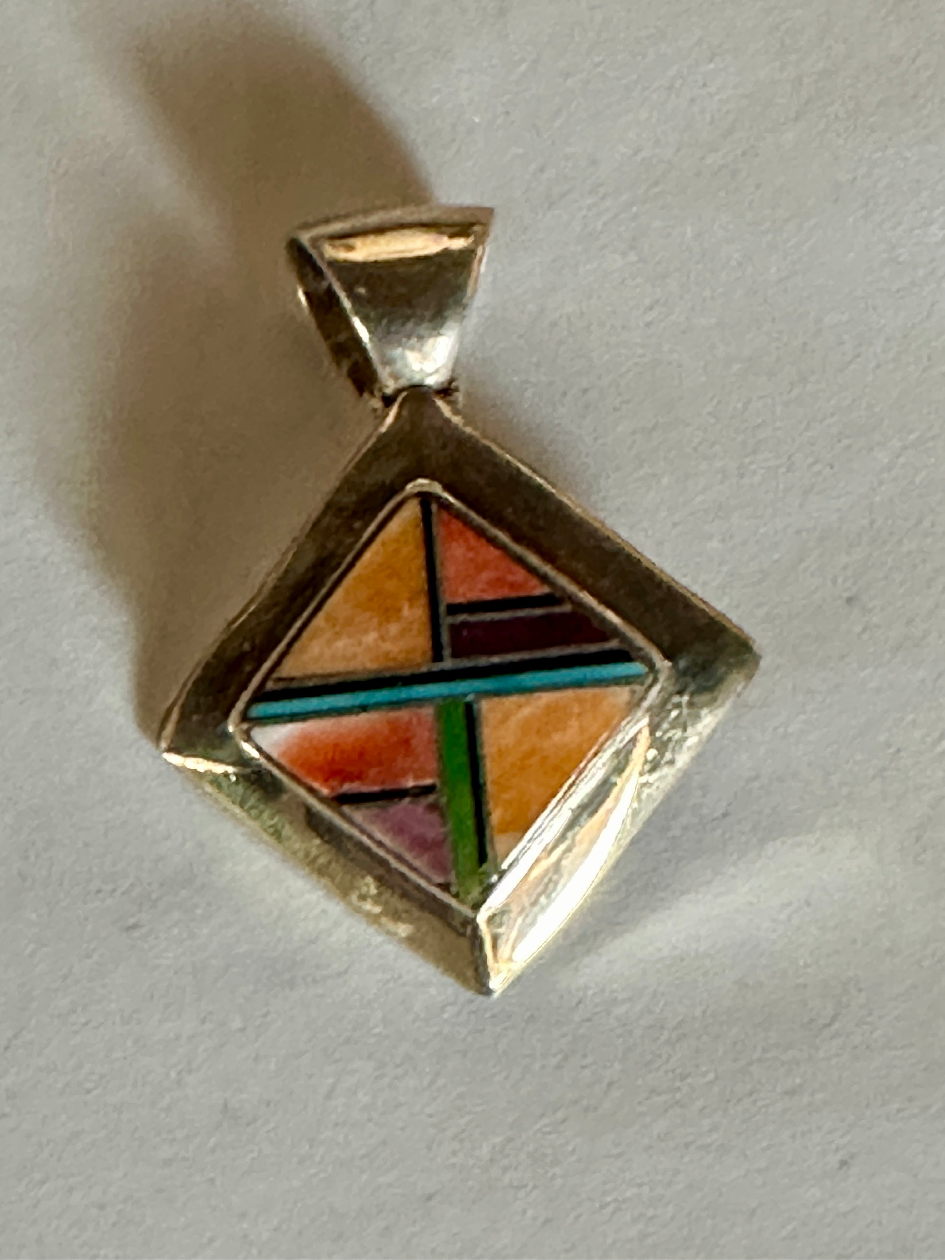 Navajo Orange Spiny Square Pendant