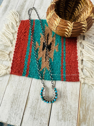 Navajo Turquoise & Sterling Silver Horseshoe Necklace