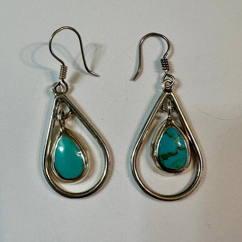 Hanging Turquoise Teardrop Earrings