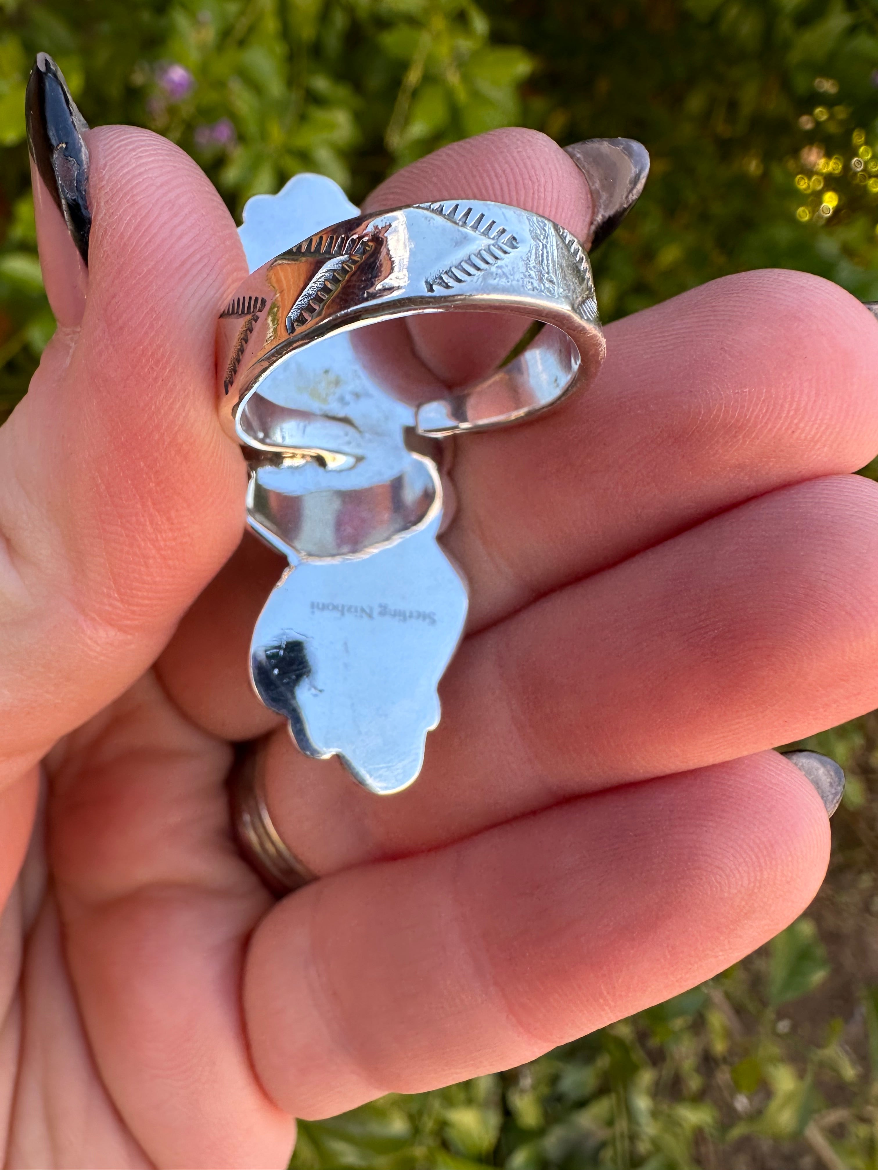 3 Stone Beautiful Handmade White Buffalo And Sterling Silver Adjustable Ring