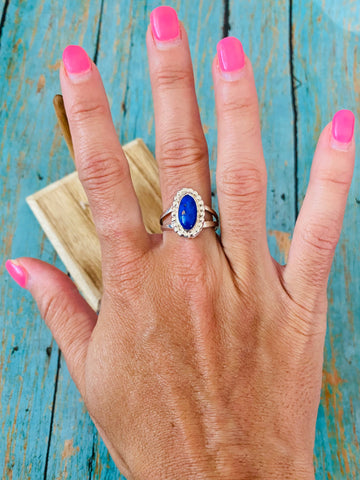 Navajo Sterling Silver & Lapis Ring Size 7.5