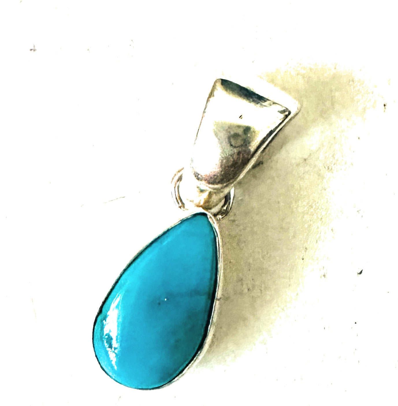 Navajo Turquoise & Sterling Silver Teardrop Pendant