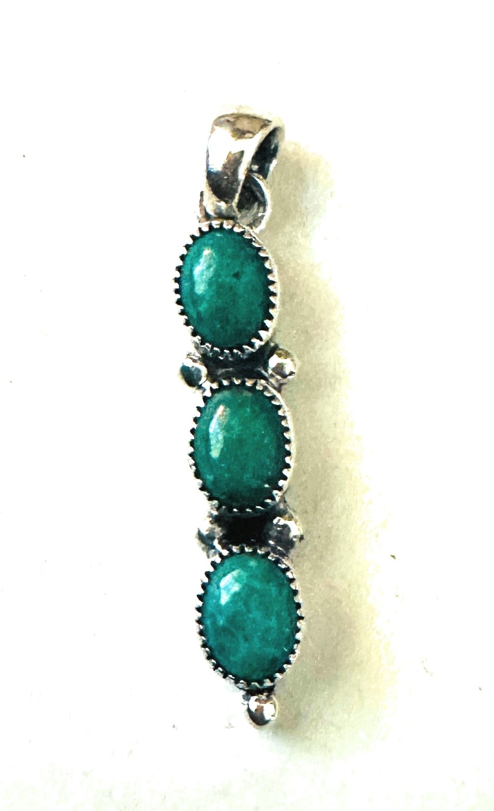 Navajo Turquoise & Sterling Silver Triple Stone Pendant