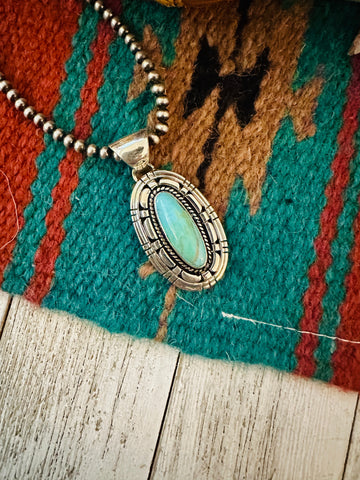 Navajo Kingman Turquoise & Sterling Silver Pendant