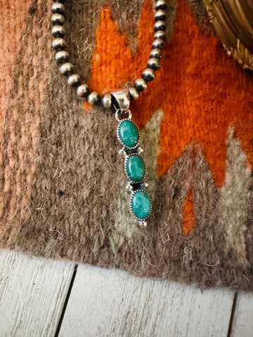 Navajo Turquoise & Sterling Silver Triple Stone Pendant