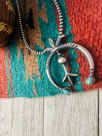 Navajo Turquoise & Sterling Silver Naja Pendant by Martha Cayatineto