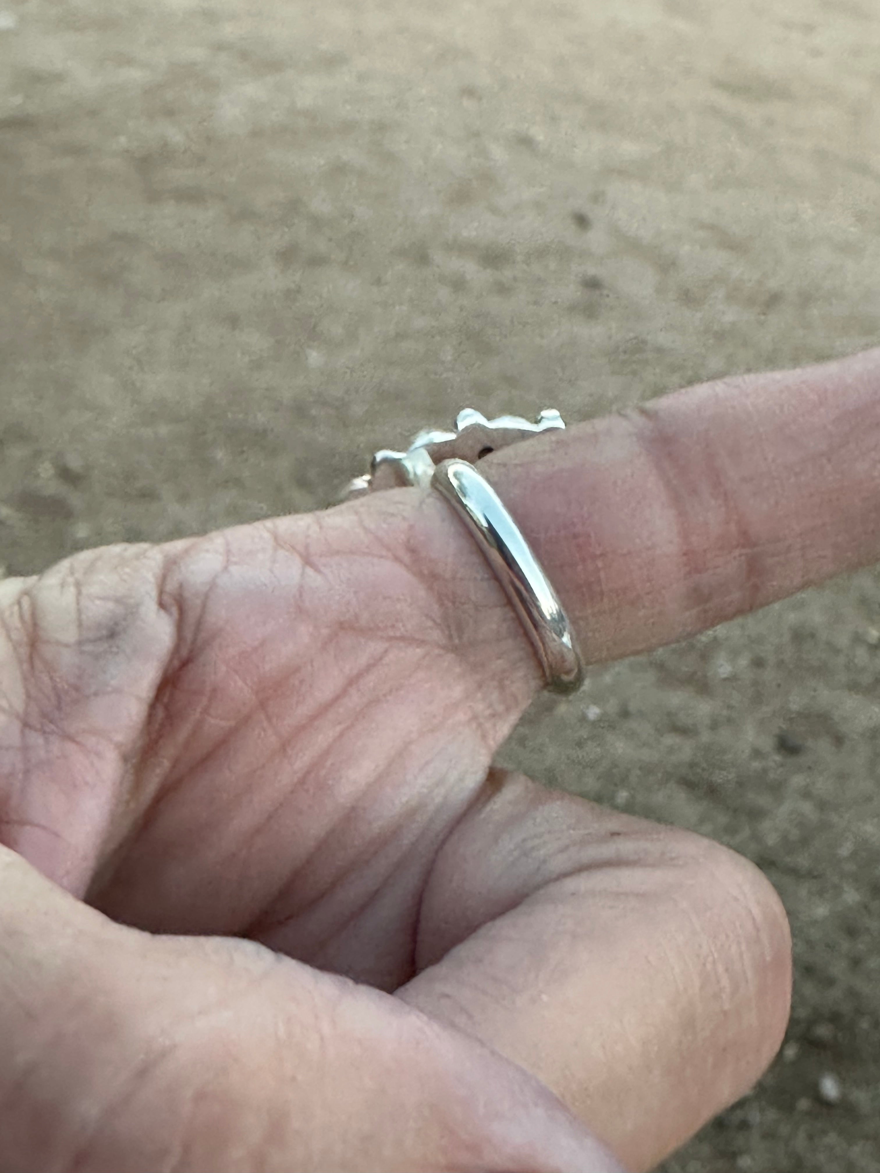 Navajo Kingman Turquoise & Sterling Silver Crescent Adjustable Ring