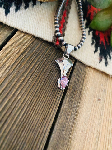 Navajo Pink Fluorite & Sterling Silver Pendant