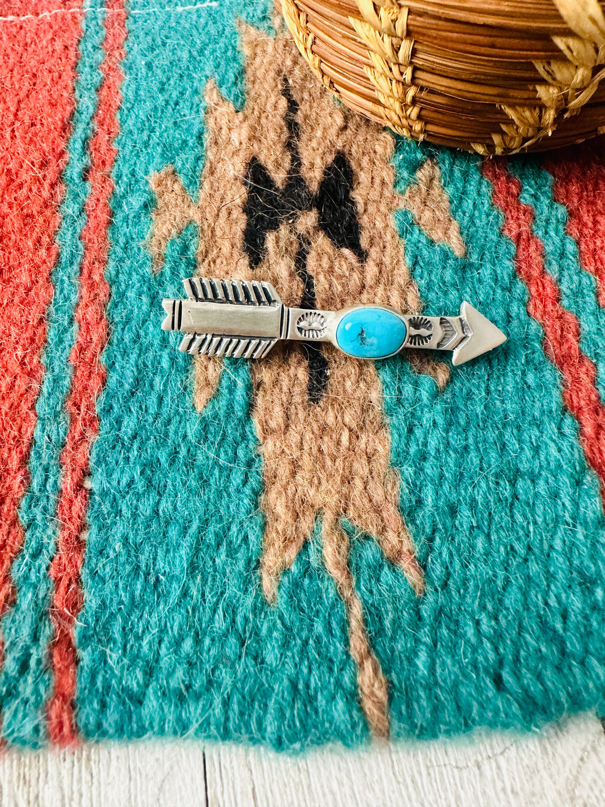 Navajo Turquoise & Sterling Silver Arrow Brooch/ Pendant