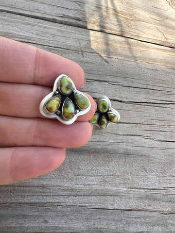 Handmade The Sunny Palomino Turquoise Sterling Silver Post Earrings