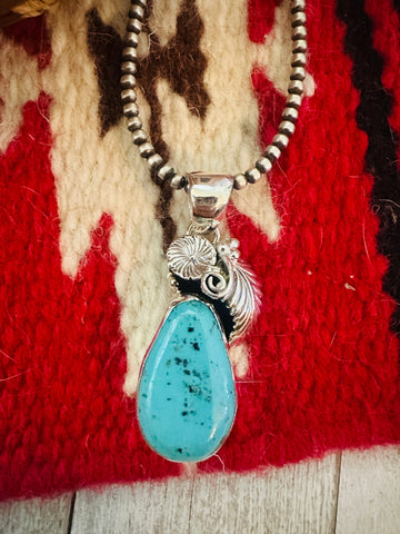 Navajo Morenci Turquoise & Sterling Silver Pendant