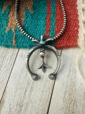 Navajo Turquoise & Sterling Silver Naja Pendant by Martha Cayatineto