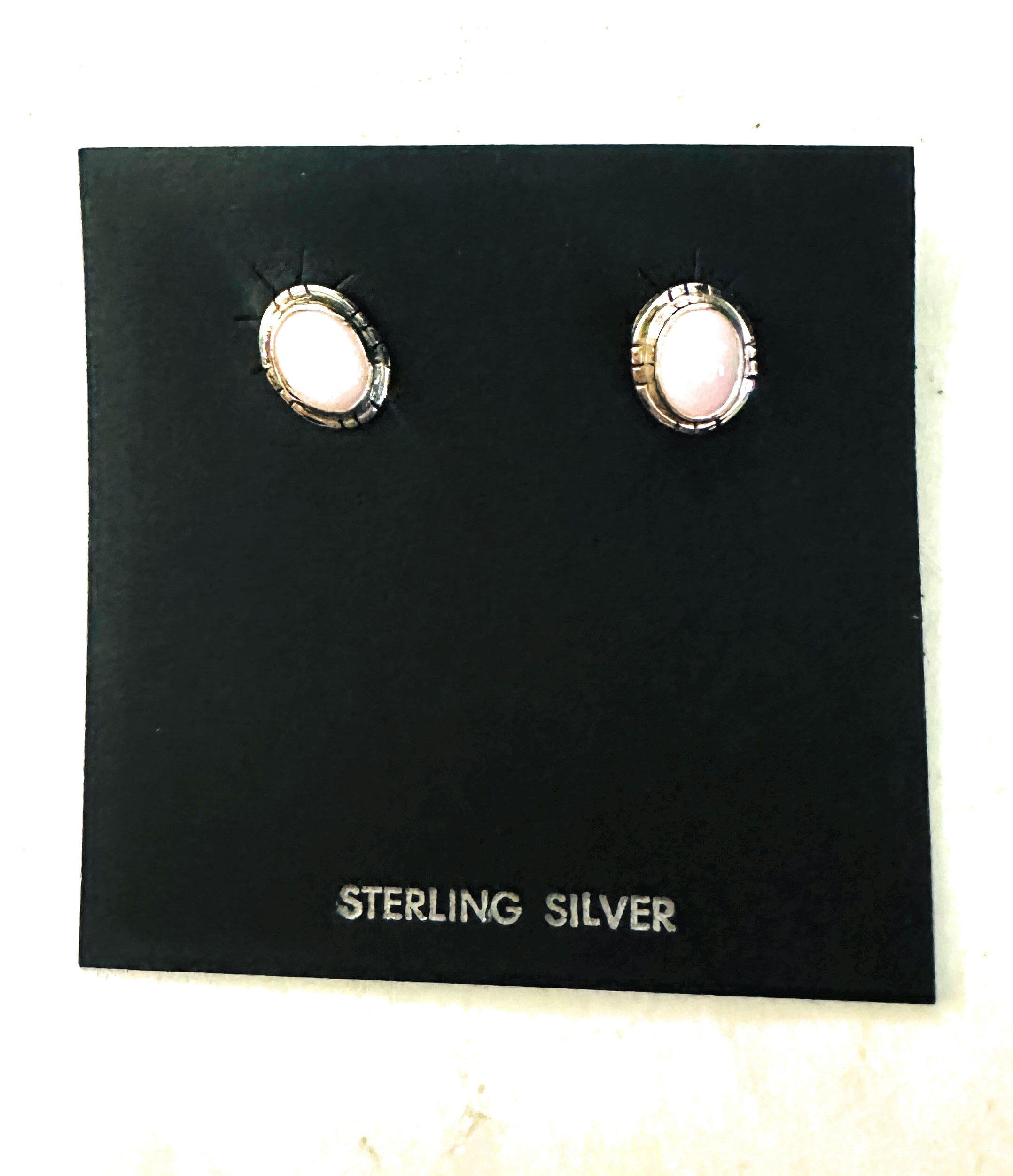 Navajo Sterling Silver & Queen Pink Conch Stud Earrings