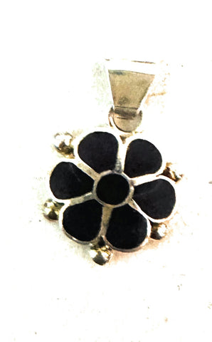 Zuni Purple Spiny & Sterling Silver Inlay Flower Pendant