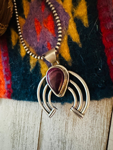 Navajo Sterling Silver & Purple Spiny Oyster Naja Pendant