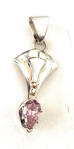 Navajo Pink Fluorite & Sterling Silver Pendant