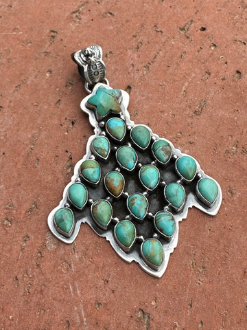 Handmade Sterling Silver  & Turquoise Christmas Tree Pendant