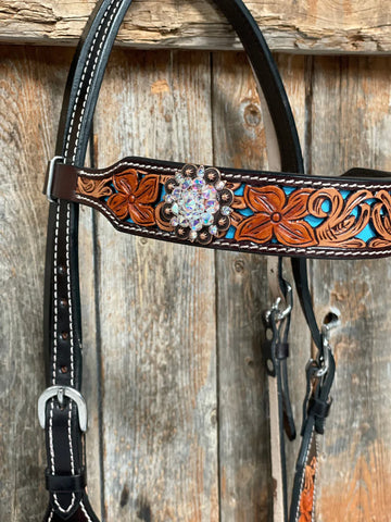 Blue Inlay Browband Tack Set