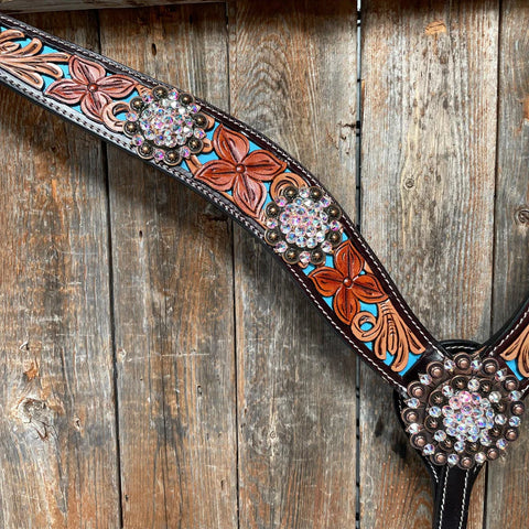 Blue Inlay Browband Tack Set