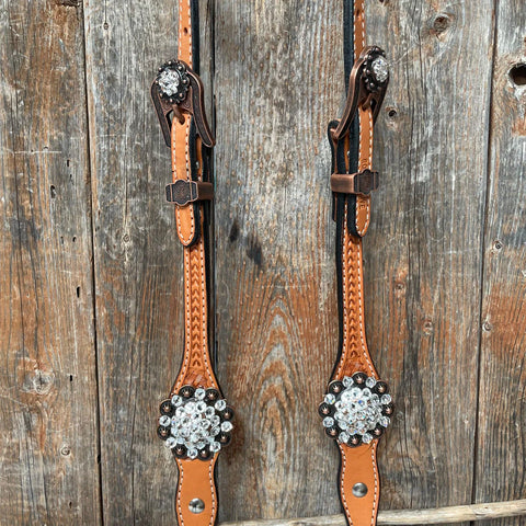 Light Oil Basketweave Clear Browband/One Ear Tack Set