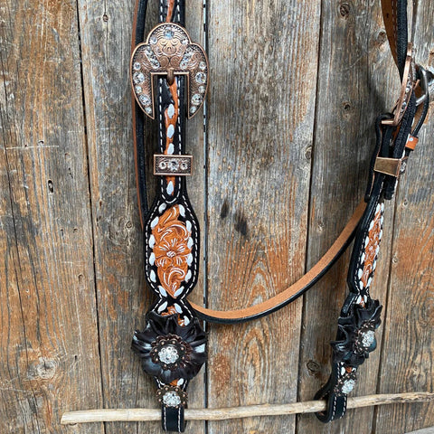 Classic Black and Clear Browband/One Ear Tack Set