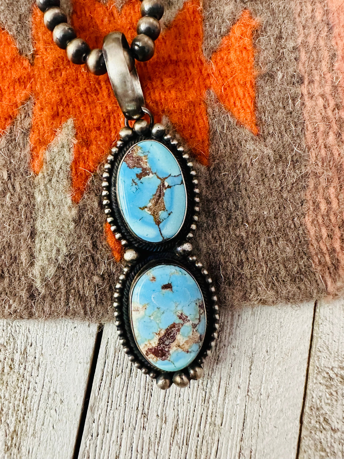 Navajo Golden Hills Turquoise & Sterling Silver Pendant