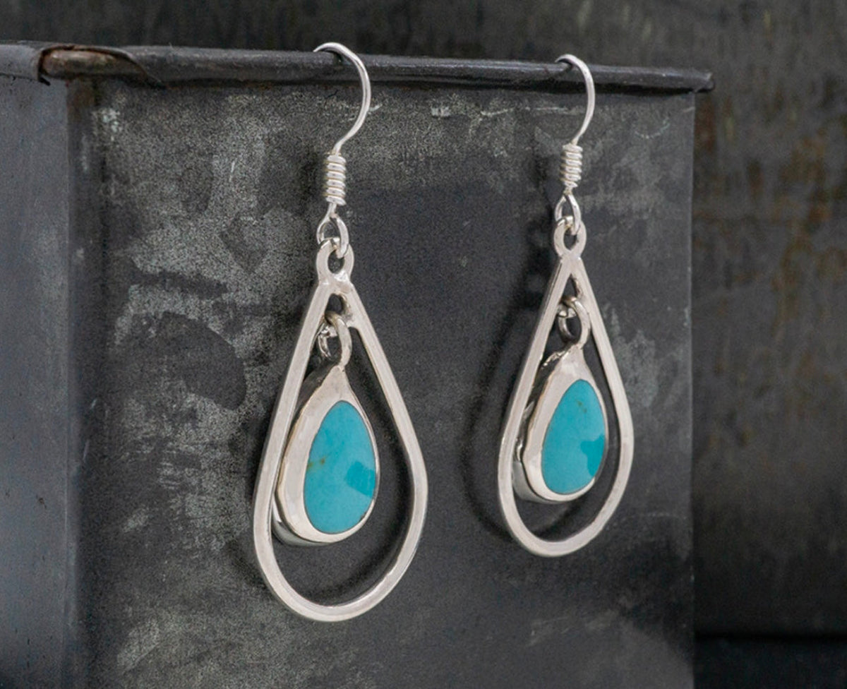 Hanging Turquoise Teardrop Earrings