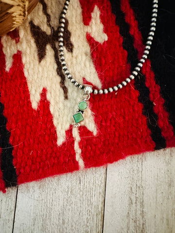 Navajo Turquoise & Sterling Silver Two-Stone Pendant