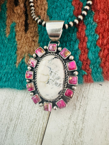 Navajo Sterling Silver, Wild Horse & Pink Dream Pendant