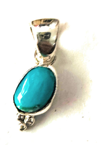 Navajo Kingman Turquoise & Sterling Silver Pendant