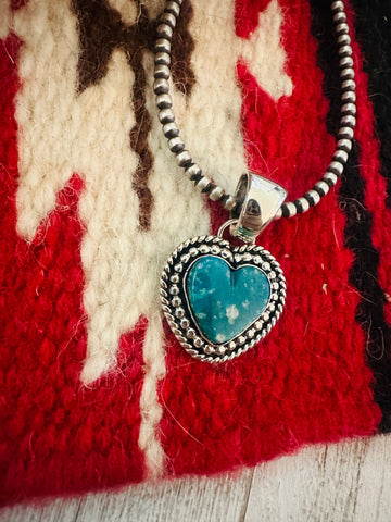 Navajo Turquoise & Sterling Silver Heart Pendant