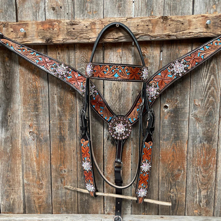 Blue Inlay Browband Tack Set