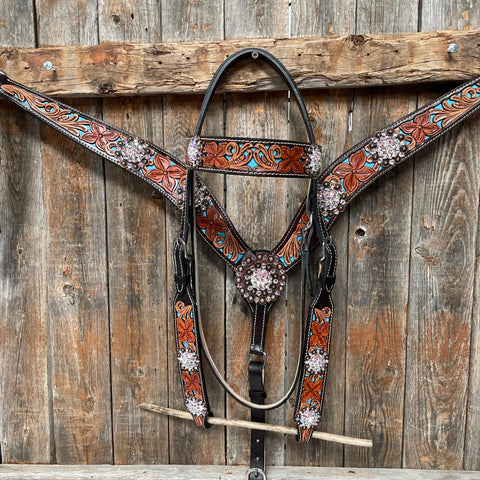 Blue Inlay Browband Tack Set