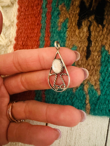 Vintage Navajo Mother of Pearl & Sterling Silver Pendant